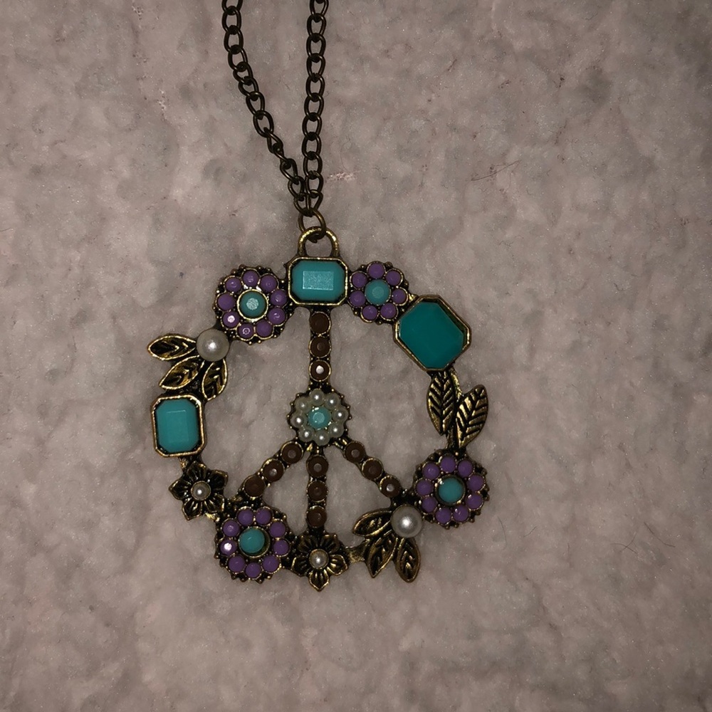 Peace sign boho necklace